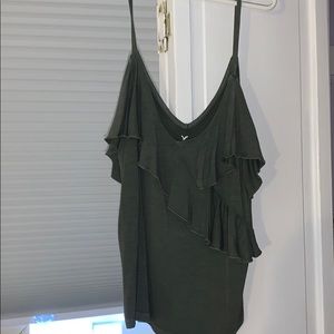 Green ruffle tank